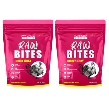 Raw Bites Organic Dehydrated - Turkey Jerky  Premium Dog Treats